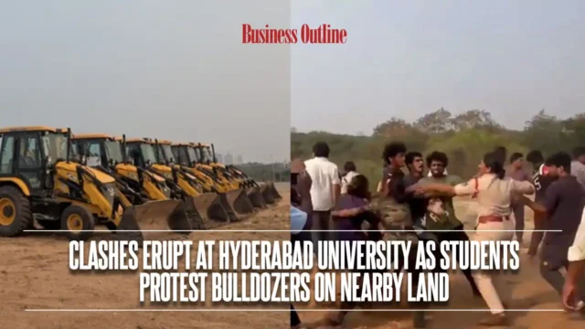 Clashes Erupt at Hyderabad University as Students Protest Bulldozers on Nearby Land copy